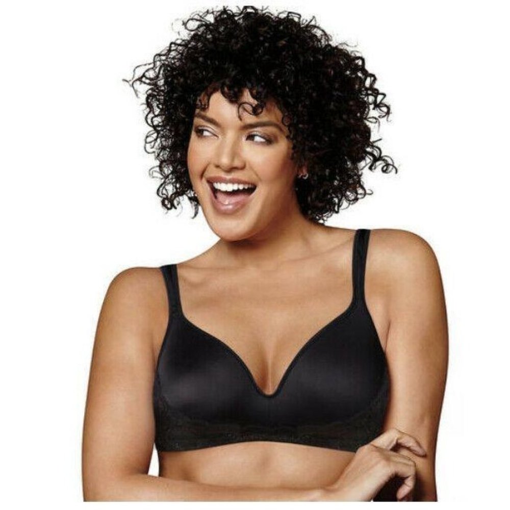 PLAYTEX LOVE MY CURVES WIRELESS BALCONETTE BRA BLACK 42C LIGHTLY LINED PL7